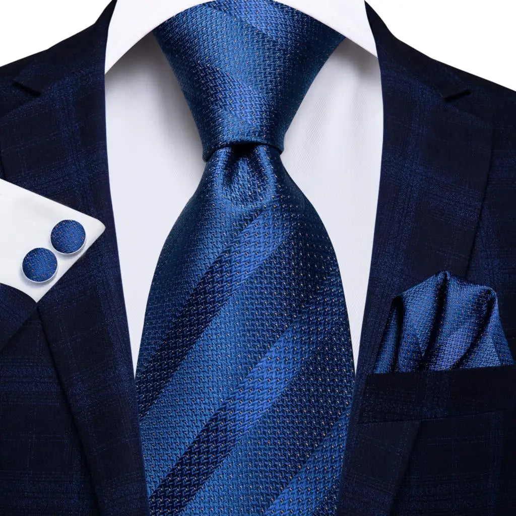 Refined Blue Stripe – 3-Piece Tie Set