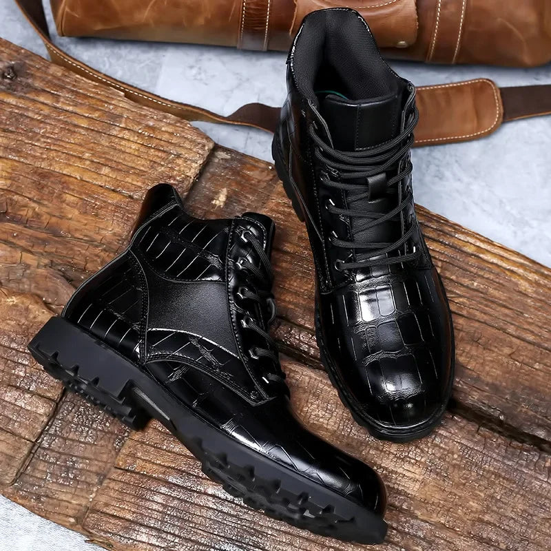 Eliza© Rendell | Leather Croco Ankle Boots