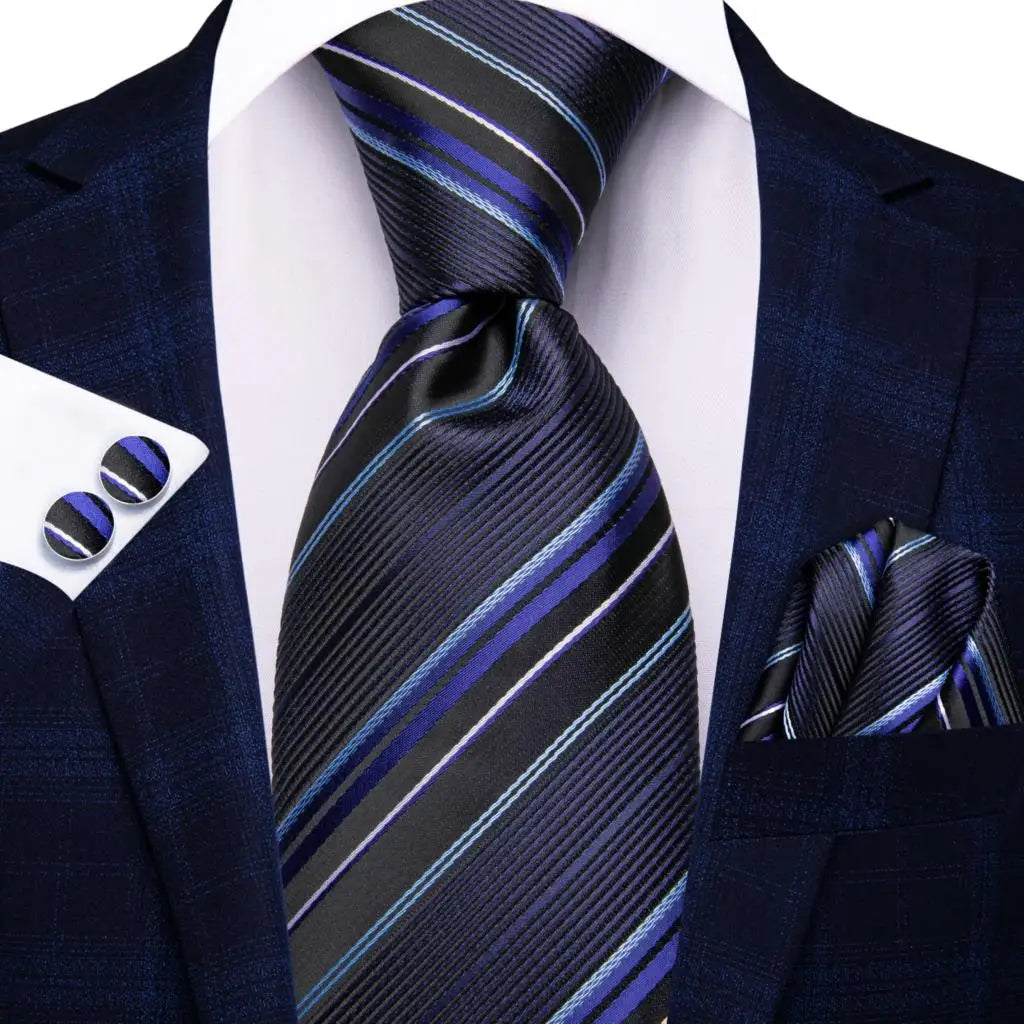 Refined Blue Stripe – 3-Piece Tie Set