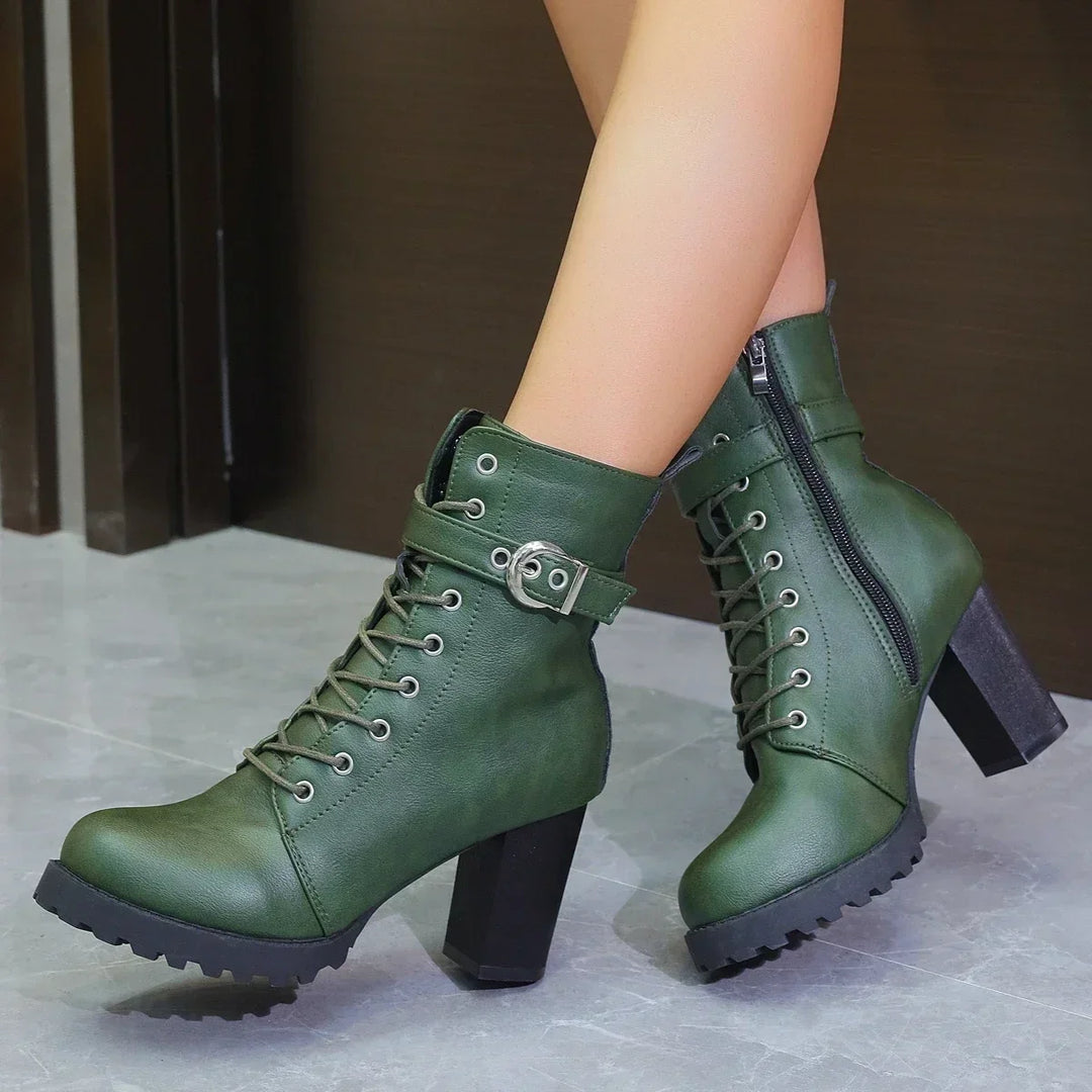 Lace-Up Vegan Leather Platform Boot