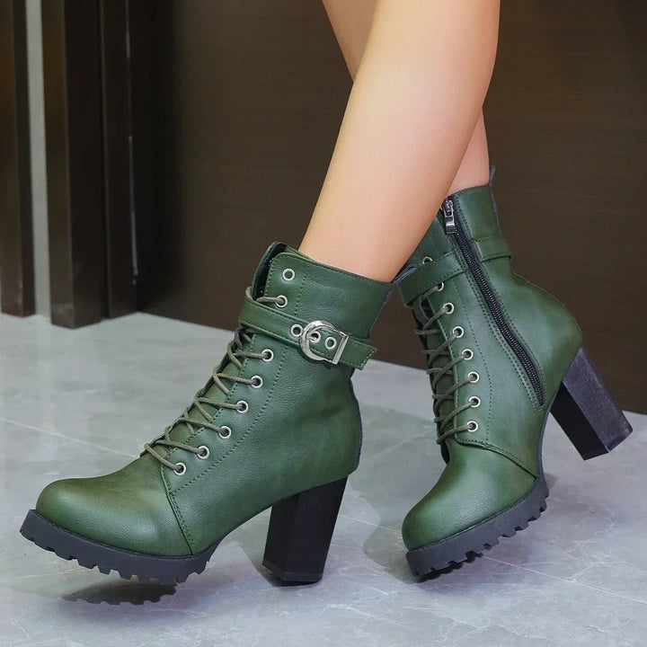 Lace-Up Vegan Leather Platform Boot