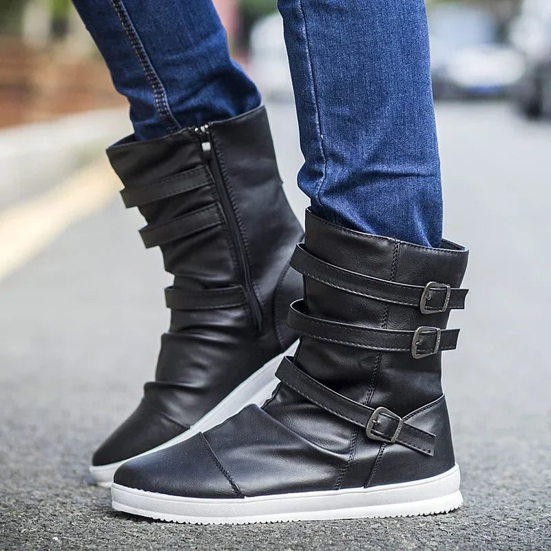AXEL™ | Leather Ankle Boots with Zipper and Metal Buckle - Eliza©