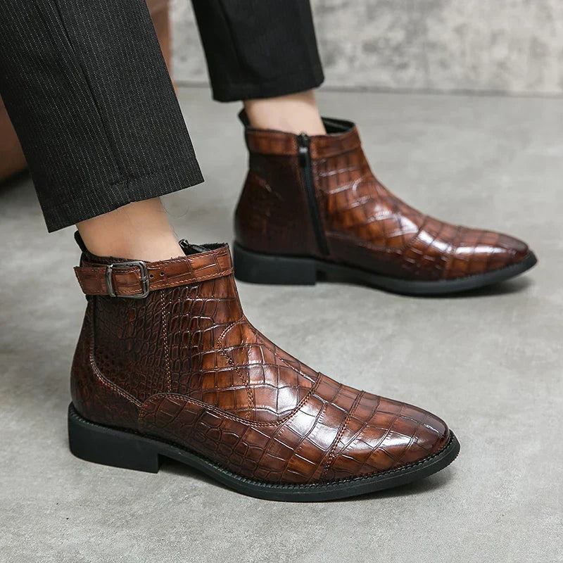 Eliza© Baron | Leather Ankle Boots with Buckle