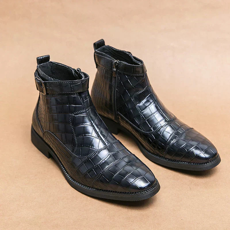 Eliza© Baron | Leather Ankle Boots with Buckle