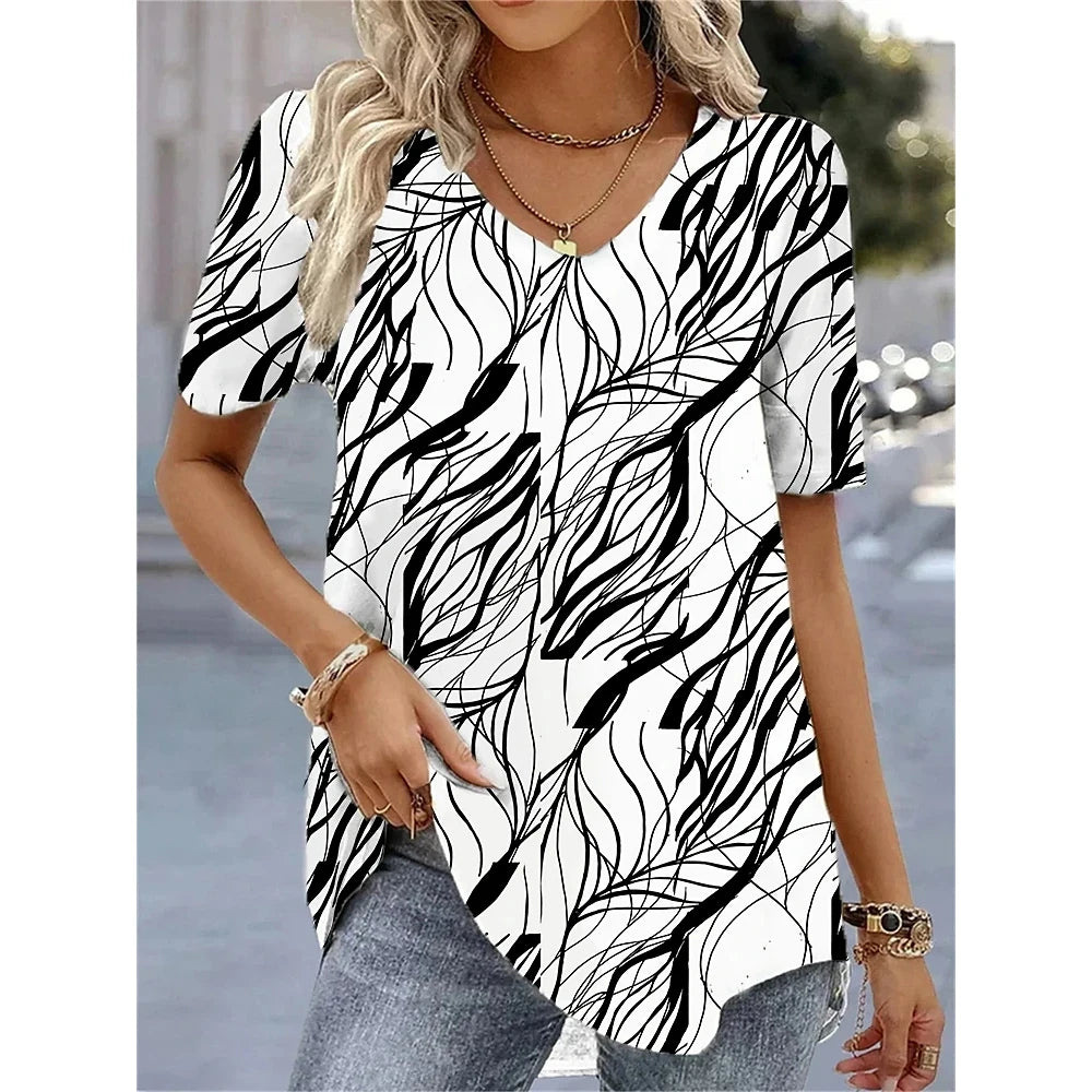 Women's Floral V-Neck Relaxed Fit Everyday Blouse
