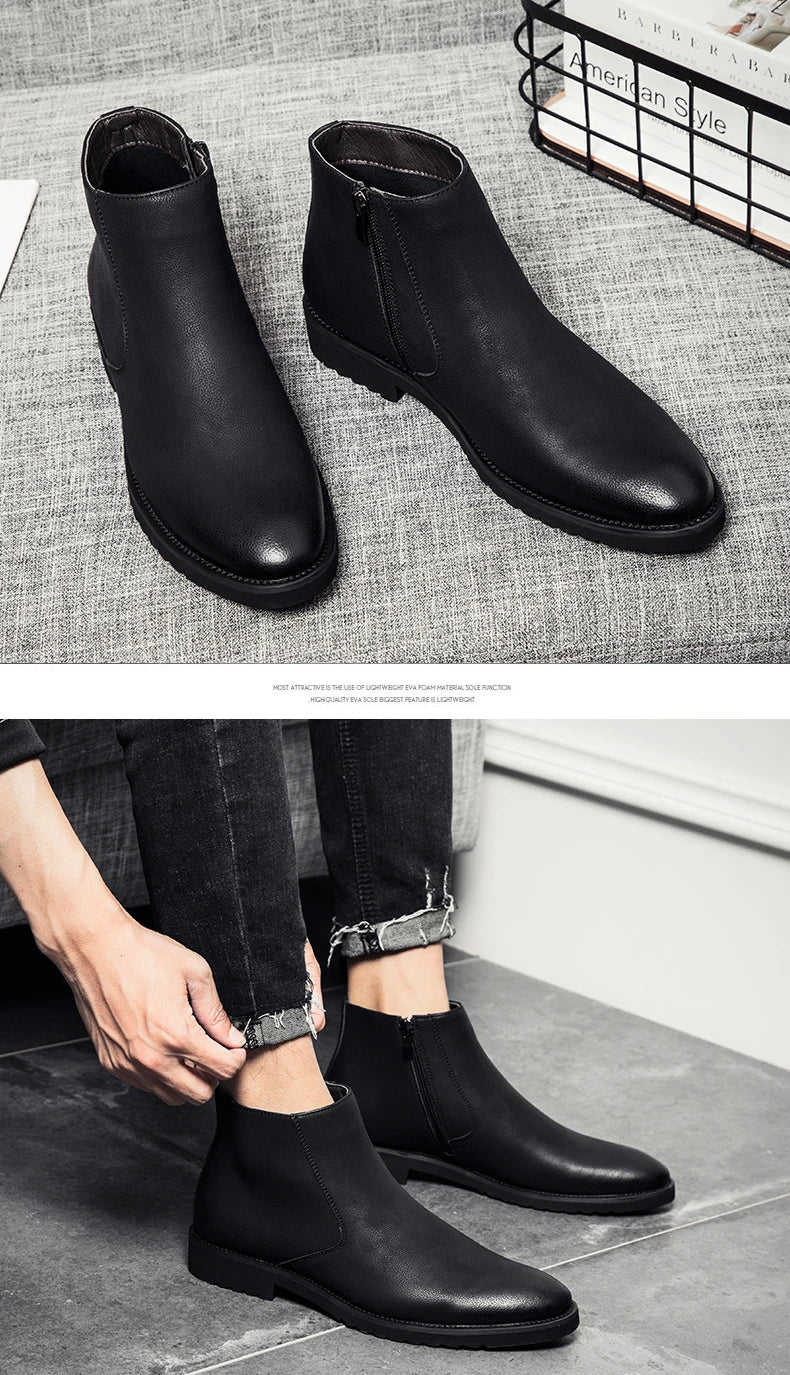 ERIK™ | SPRING LEATHER ANKLE BOOTS FOR MEN - Eliza©