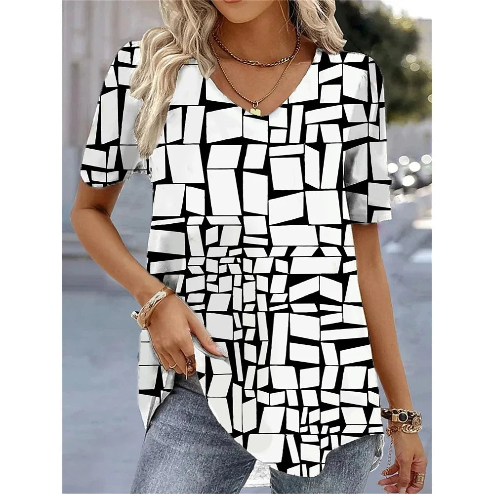 Women's Floral V-Neck Relaxed Fit Everyday Blouse