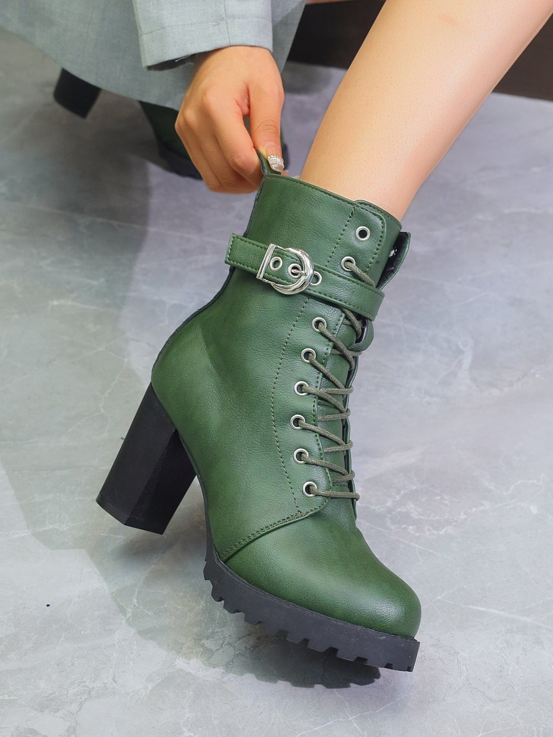Lace-Up Vegan Leather Platform Boot