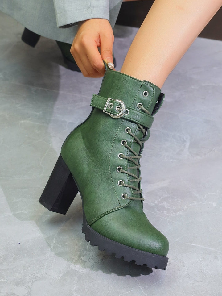 Lace-Up Vegan Leather Platform Boot