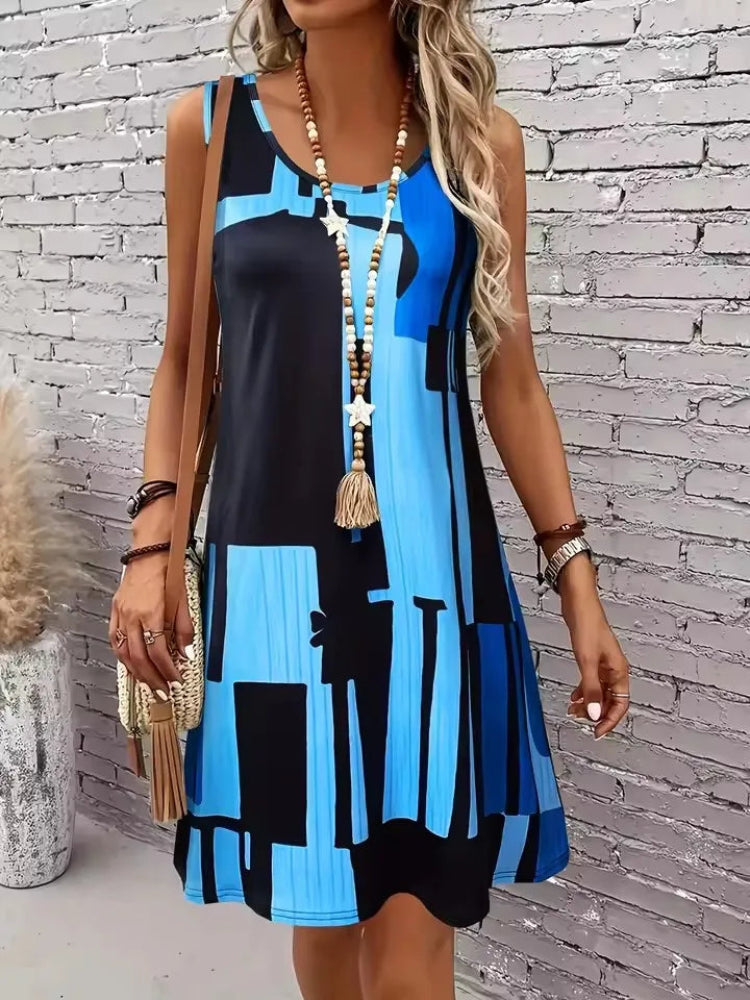 Women's Casual Sleeveless Striped Summer Beach Dress