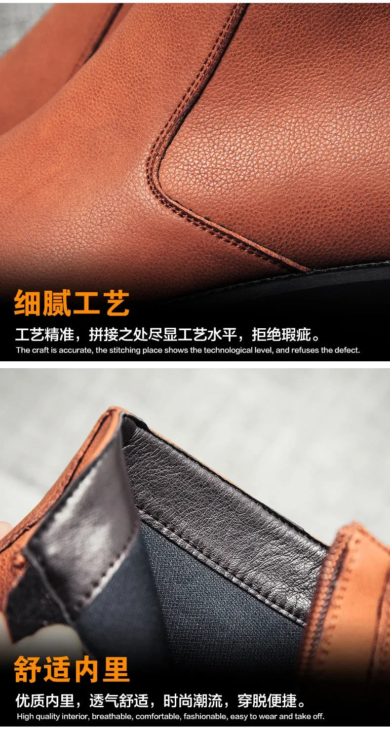 ERIK™ | SPRING LEATHER ANKLE BOOTS FOR MEN - Eliza©