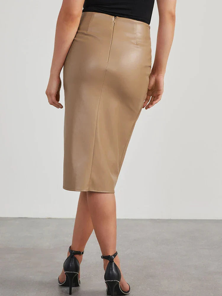 Modena Curve Leather Skirt