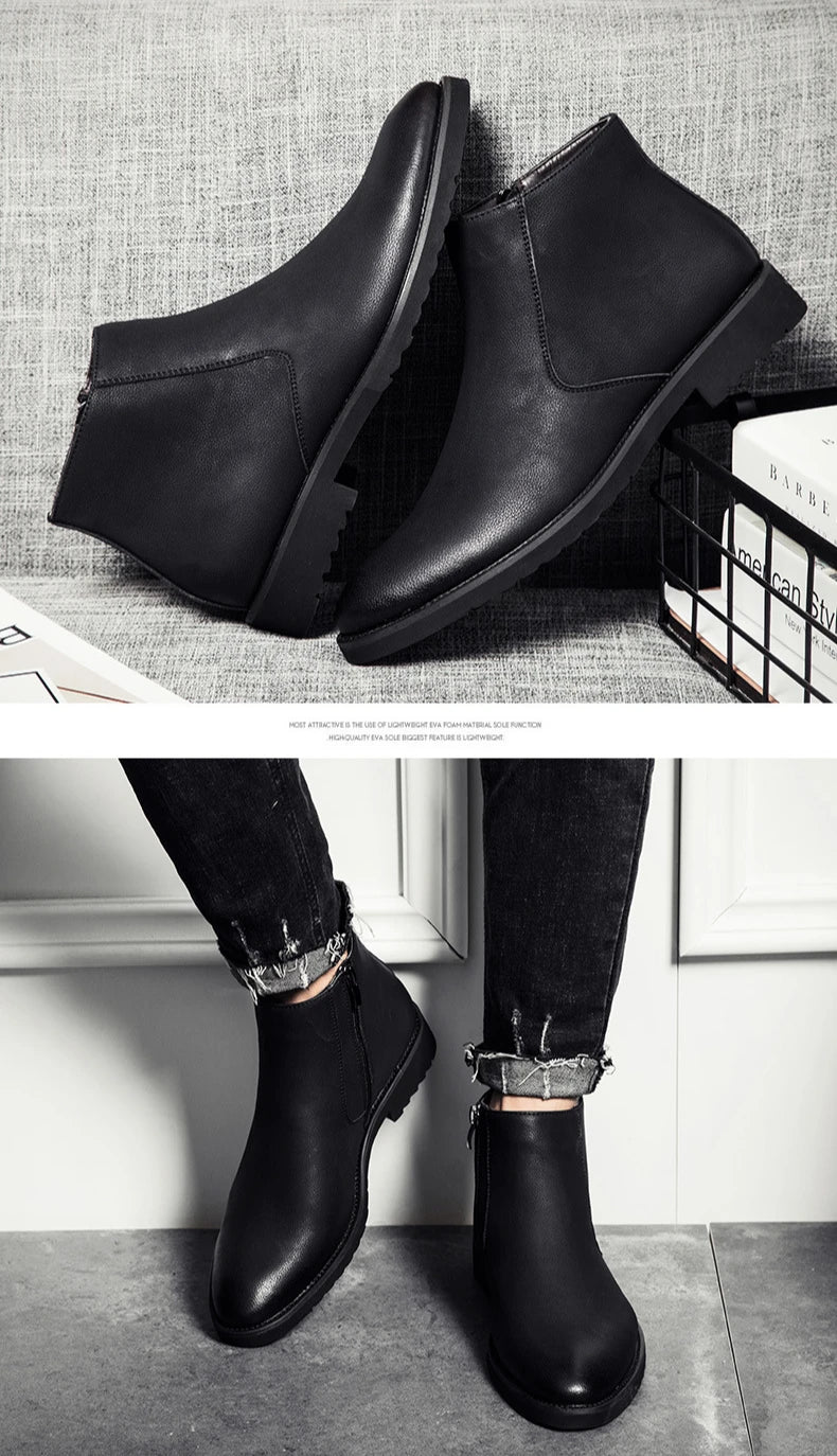 ERIK™ | SPRING LEATHER ANKLE BOOTS FOR MEN - Eliza©