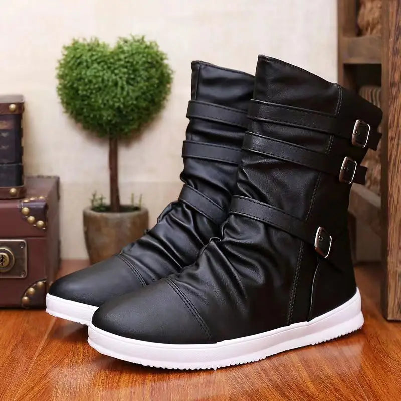 AXEL™ | Leather Ankle Boots with Zipper and Metal Buckle - Eliza©