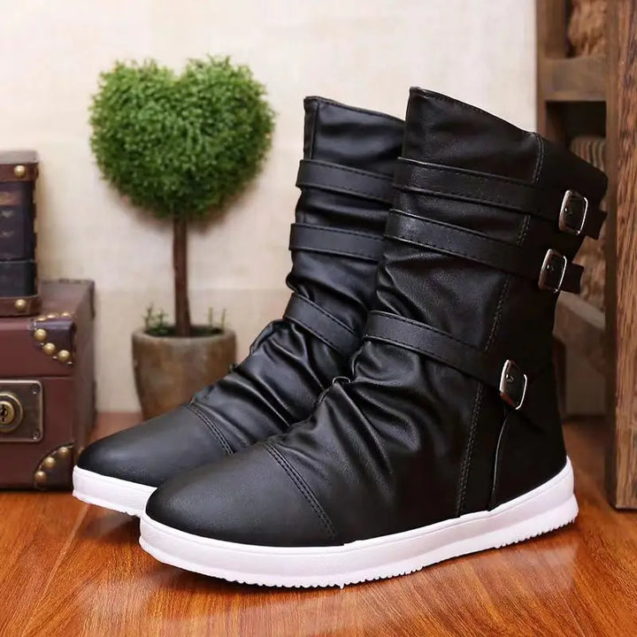 AXEL™ | Leather Ankle Boots with Zipper and Metal Buckle - Eliza©