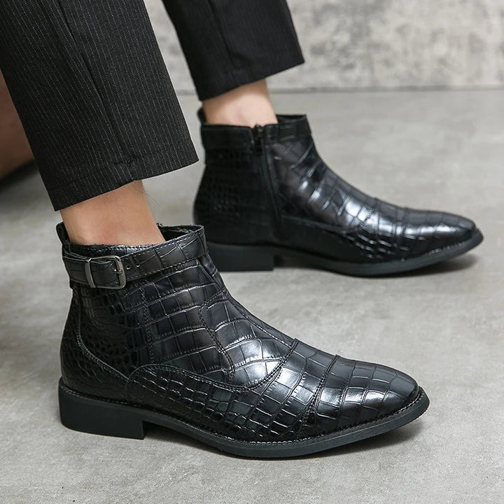 Eliza© Baron | Leather Ankle Boots with Buckle