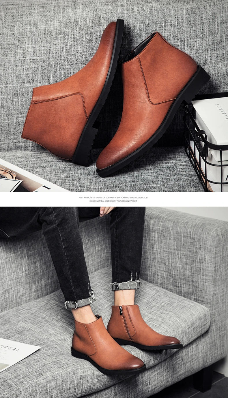 ERIK™ | SPRING LEATHER ANKLE BOOTS FOR MEN - Eliza©