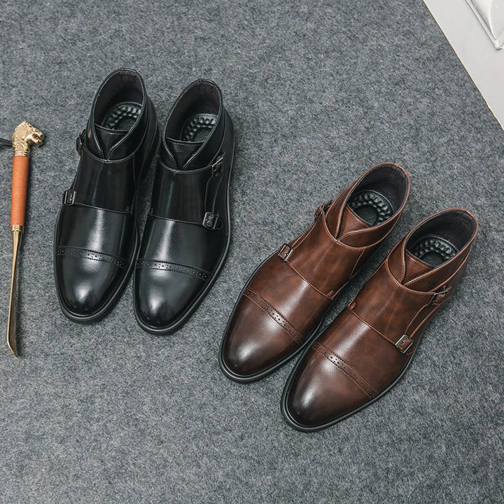Eliza© Darell | Leather Ankle Boots with Double Monk Strap