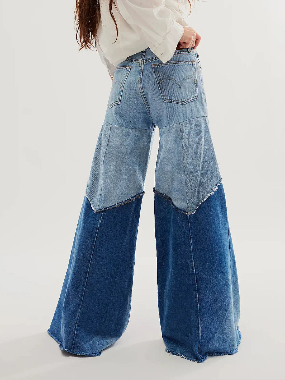 Denim Patchwork Flare Jeans