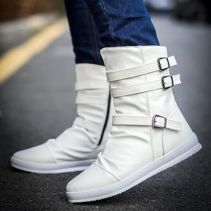 AXEL™ | Leather Ankle Boots with Zipper and Metal Buckle - Eliza©