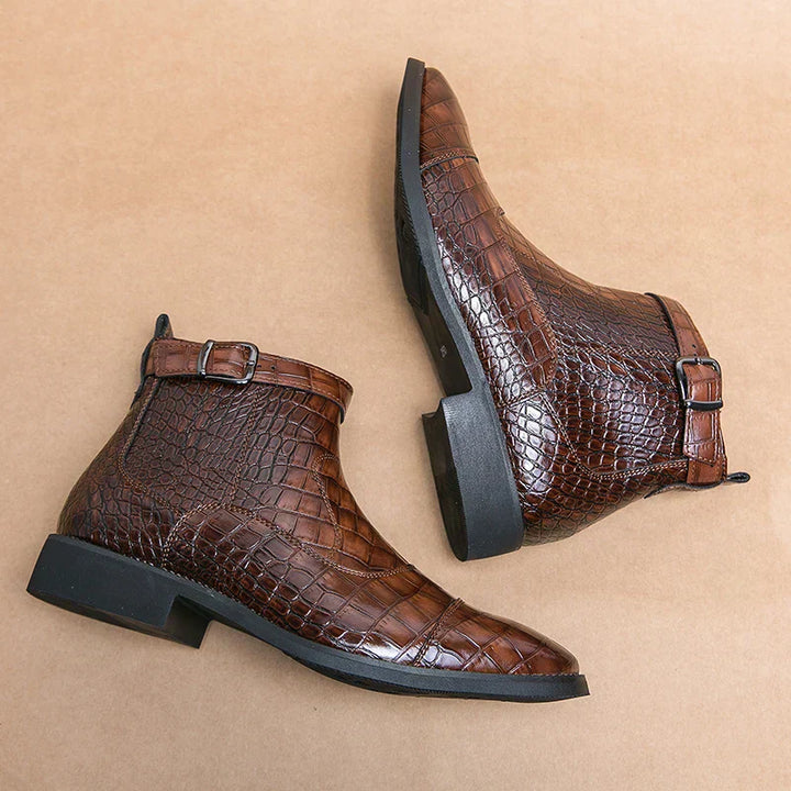 Eliza© Baron | Leather Ankle Boots with Buckle