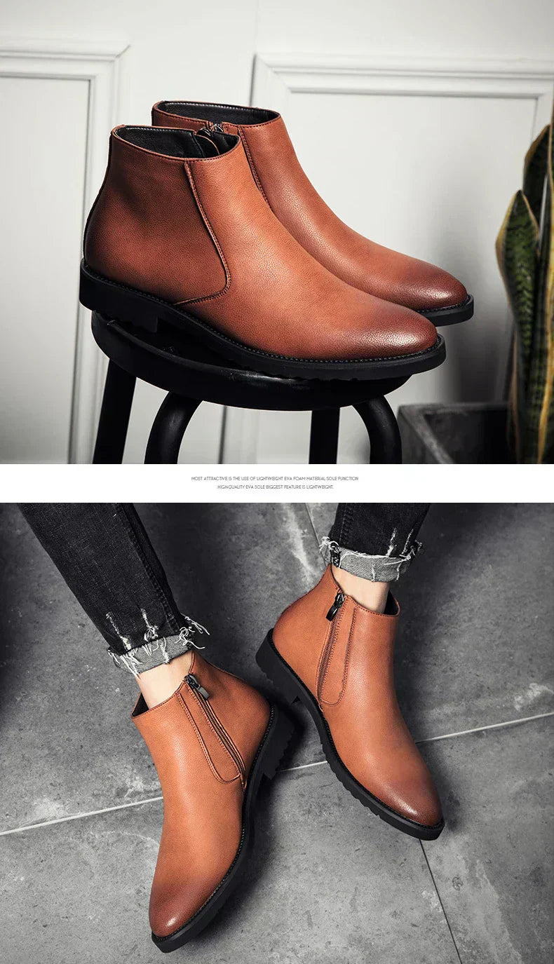 ERIK™ | SPRING LEATHER ANKLE BOOTS FOR MEN - Eliza©