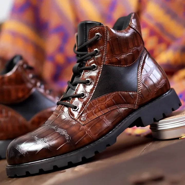 Eliza© Rendell | Leather Croco Ankle Boots
