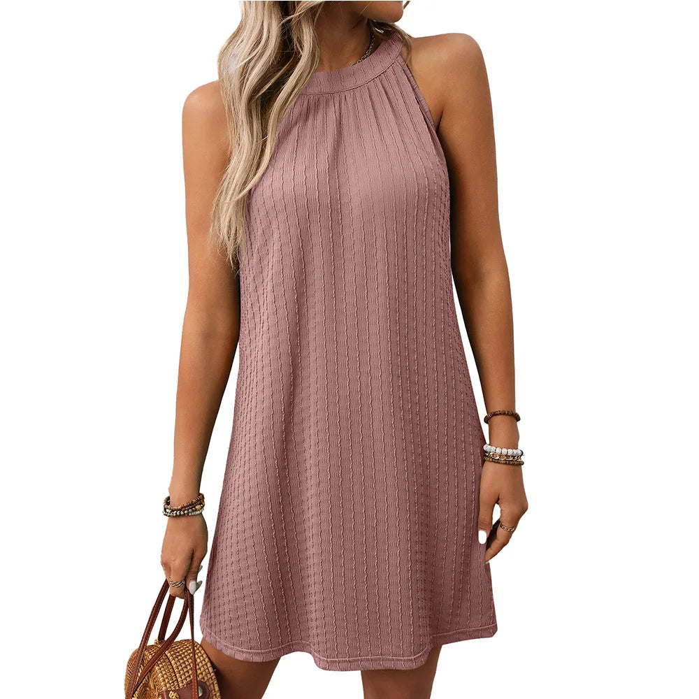 Women's Sleeveless Halter Neck Casual Summer Swing Dress