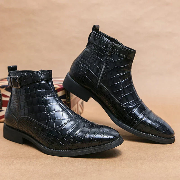 Eliza© Baron | Leather Ankle Boots with Buckle