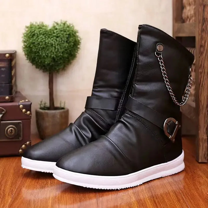 AXEL™ | Leather Ankle Boots with Zipper and Metal Buckle - Eliza©