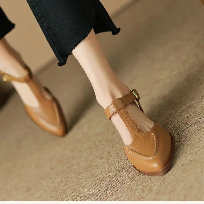 Elena | Classic Leather Buckle Shoes