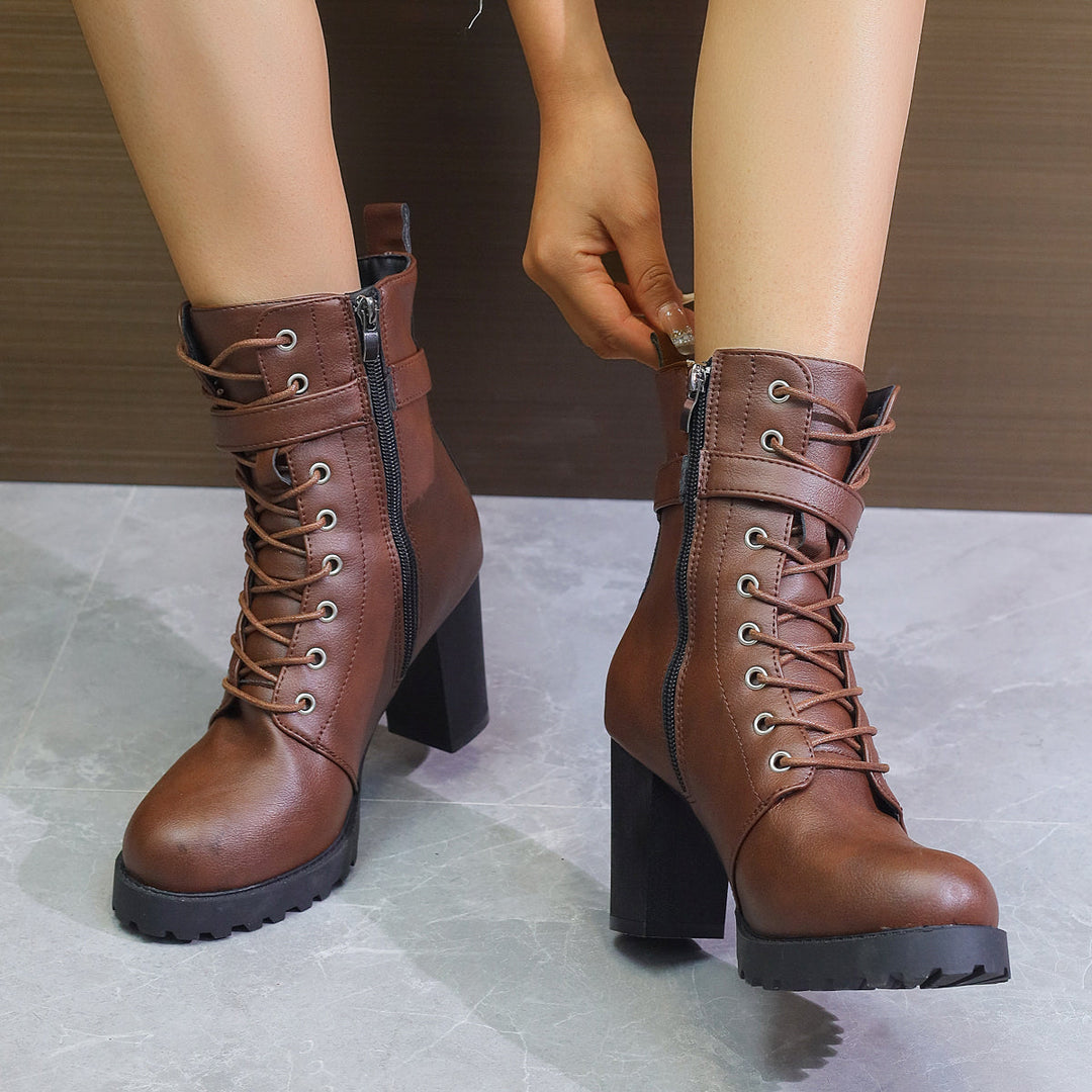 Lace-Up Vegan Leather Platform Boot