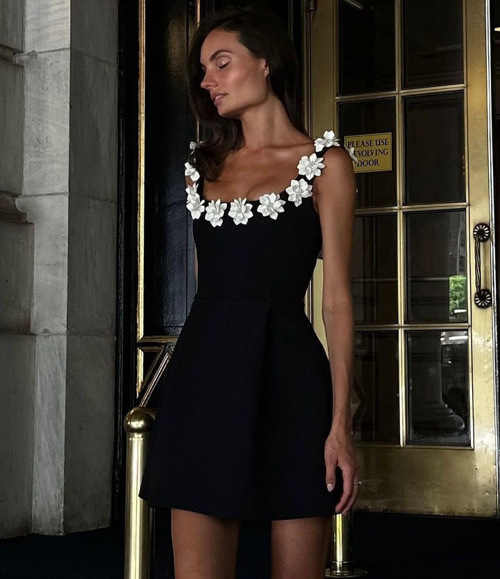 Elena | Floral Neckline Mini Dress