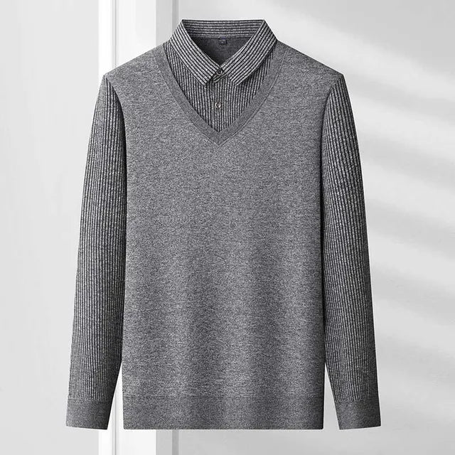 Wojciech | Warm Men's Polo Sweater with Button