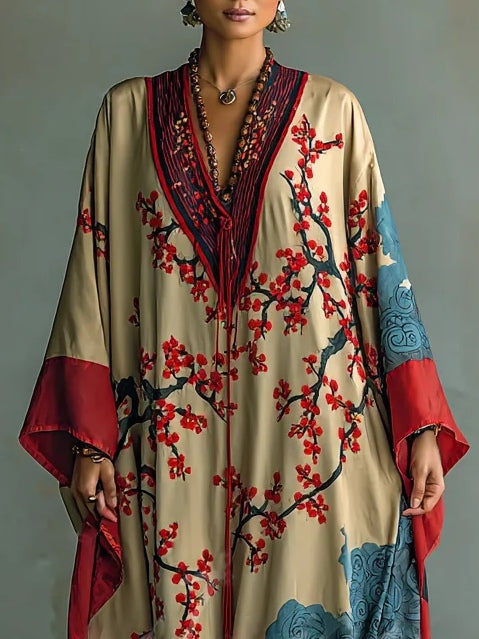 Japanese Red Plum Maxi Dress