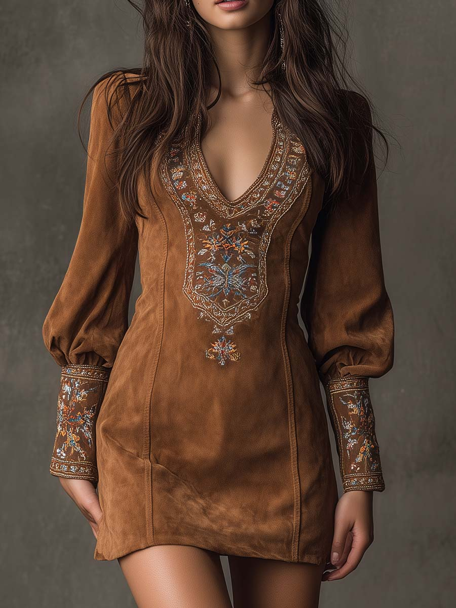 Marion™ | Retro Suede Mini Dress