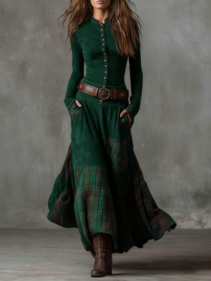 Aveline | Vintage Suede Maxi Dress
