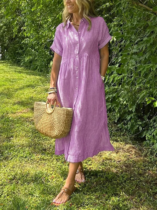 Anya | Striped Cotton Shirt Dress