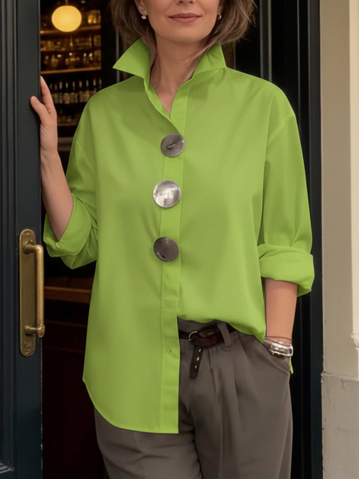 Stellara | Stand Collar Button Blouse