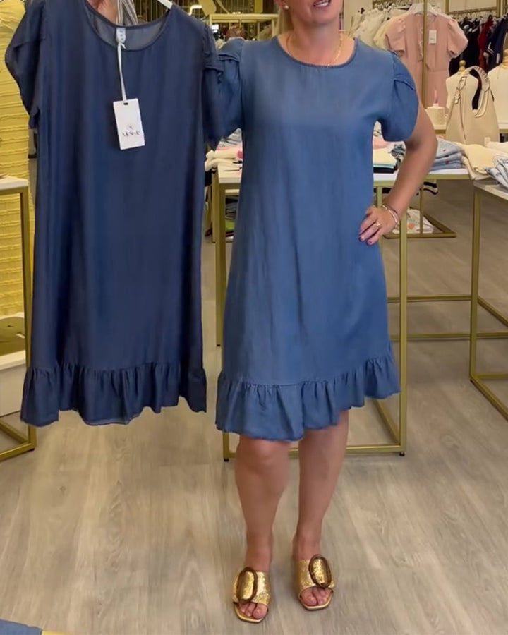 Casual Ruffled Denim Dress