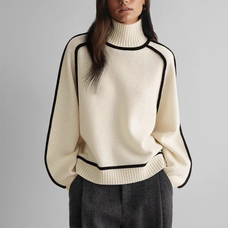 Elena Soft-Knit Ribbed Neck Sweater