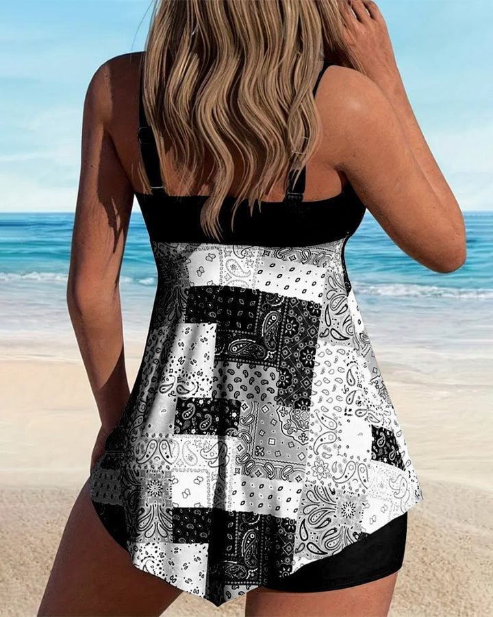 Tankini Two-Piece Printed Boxer