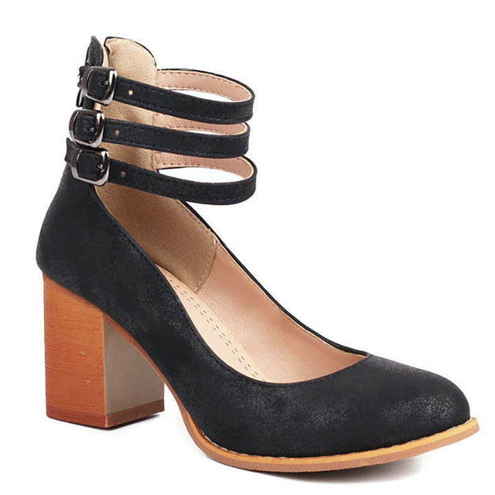 Aria | Elegant Triple Buckle Heels