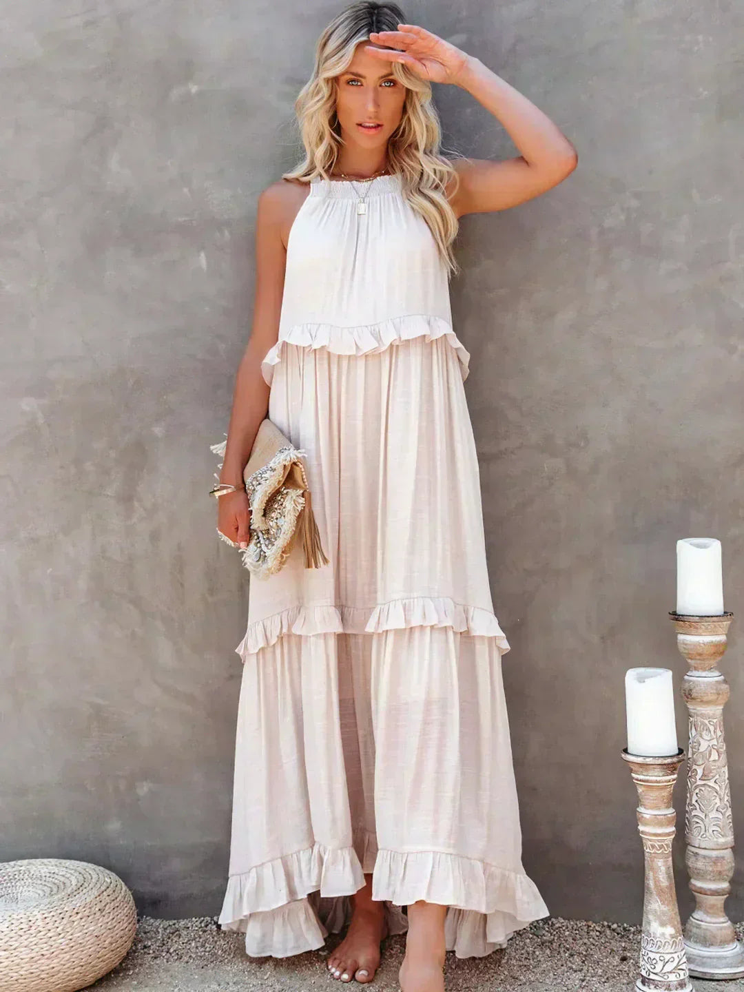 Lara | Halterneck Dress with Ruffles