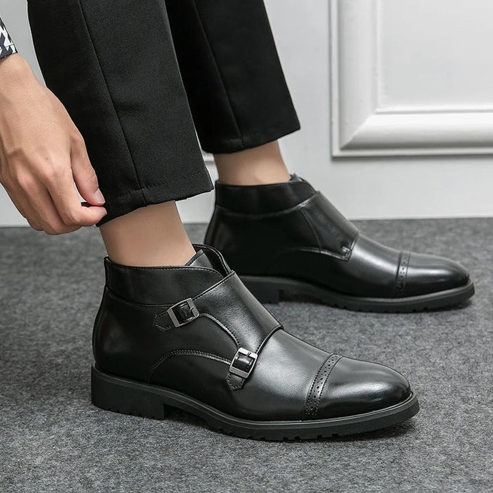 Eliza© Darell | Leather Ankle Boots with Double Monk Strap
