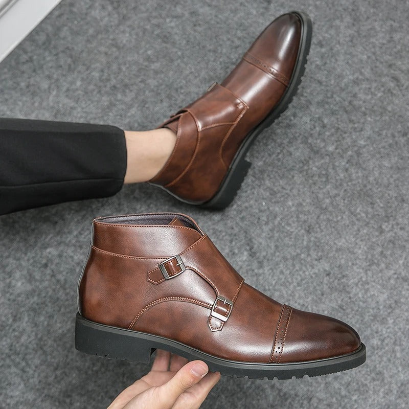Eliza© Darell | Leather Ankle Boots with Double Monk Strap
