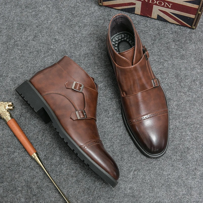 Eliza© Darell | Leather Ankle Boots with Double Monk Strap