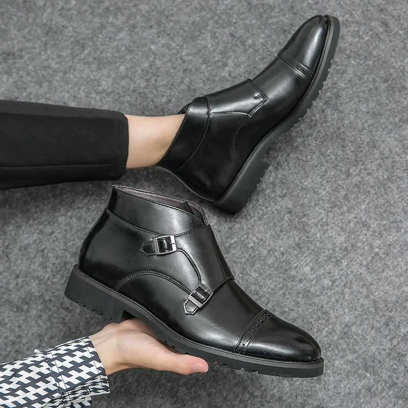 Eliza© Darell | Leather Ankle Boots with Double Monk Strap