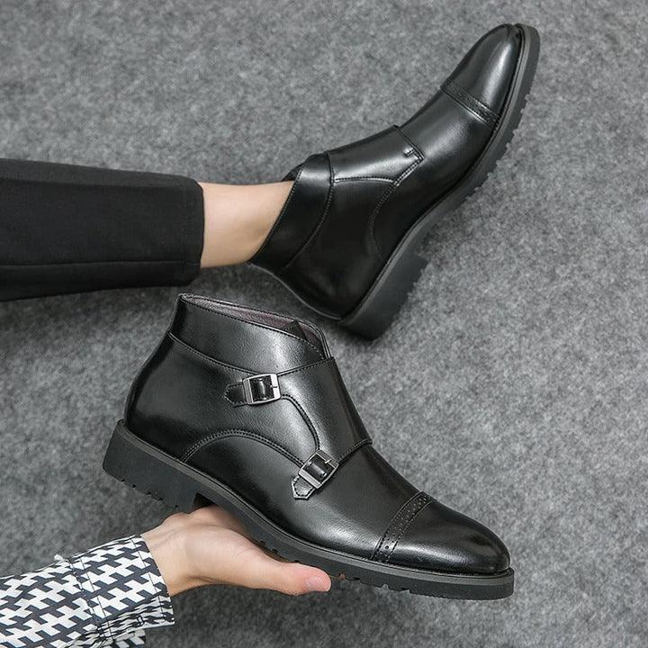 Eliza© Darell | Leather Ankle Boots with Double Monk Strap