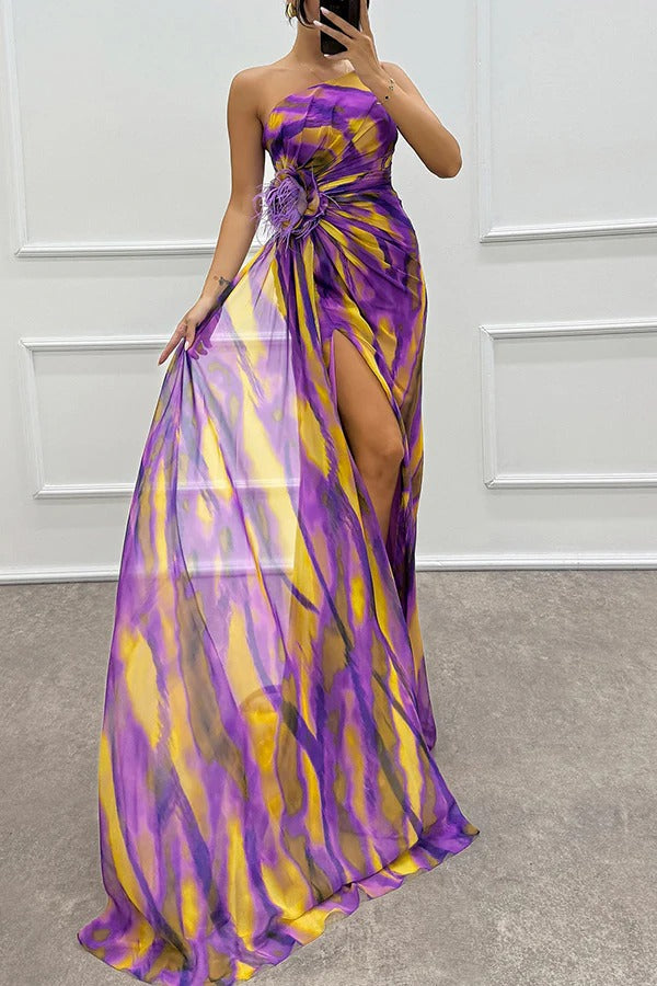 Liora | Off-Shoulder Silk Maxi Dress